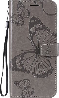 Mobigear Butterfly - Coque OPPO Reno 4 Etui Portefeuille - Gris