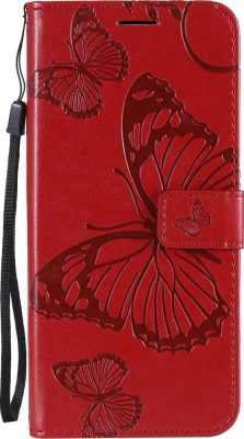 Mobigear Butterfly - Coque OPPO Reno 4 Etui Portefeuille - Rouge