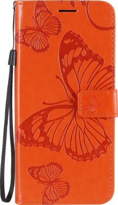 Mobigear Butterfly - Coque OPPO Reno 4 Etui Portefeuille - Orange