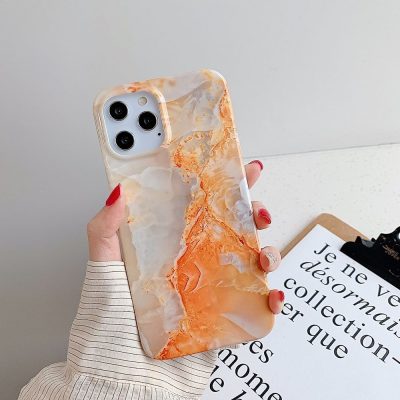 Mobigear Marble - Coque Apple iPhone 12 Coque arrière en TPU Souple - Orange