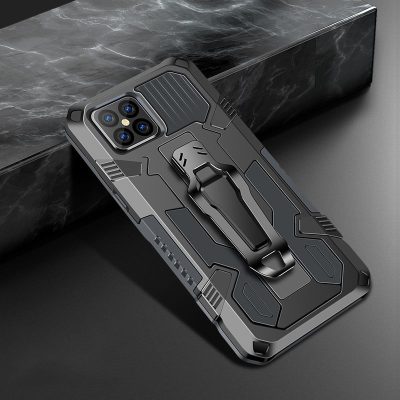 Mobigear Armor Stand - Coque Apple iPhone 12 Mini Coque Arrière Rigide Antichoc + Support Amovible - Gris