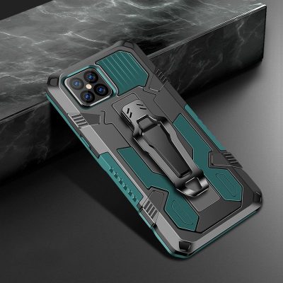 Mobigear Armor Stand - Coque Apple iPhone 12 Mini Coque Arrière Rigide Antichoc + Support Amovible - Vert
