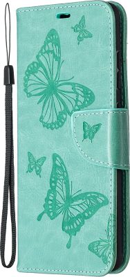 Mobigear Butterfly - Coque Samsung Galaxy S20 FE Etui Portefeuille - Turquoise