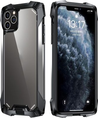 Mobigear Metal Tough - Coque Apple iPhone 12 Pro Max Coque Arrière Rigide Antichoc - Argent