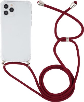 Mobigear Lanyard - Apple iPhone 12 Pro Max Coque avec cordon en TPU Souple - Dark red