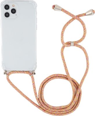 Mobigear Lanyard - Apple iPhone 12 Pro Max Coque avec cordon en TPU Souple - Transparent / Orange
