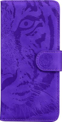 Mobigear Tiger - Coque Apple iPhone 12 Etui Portefeuille - Violet