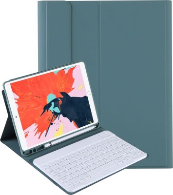 Mobigear Keys - Coque Apple iPad Air 5 (2022) Etui Clavier Bluetooth QWERTY + Porte-crayon - Vert
