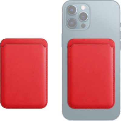 Mobigear Wallet - Porte Cartes de Crédit - 3 Cartes - Compatible MagSafe - Rouge