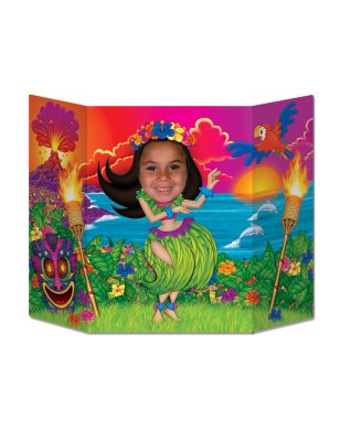 Passe tête en carton Hula Girl Hawaï 94 x 64 cm