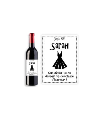 Étiquette bouteille de vin personnalisable demande témoin ou demoiselle d'honneur