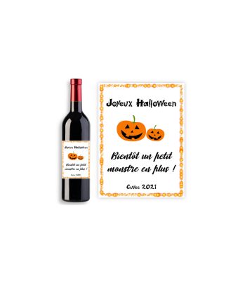Étiquette personnalisable pour bouteille de vin - Modèle Halloween Blanc