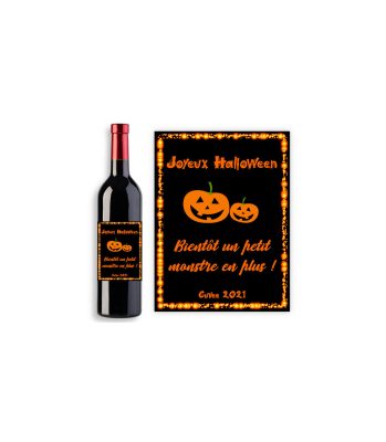 Étiquette personnalisable pour bouteille de vin - Modèle Halloween