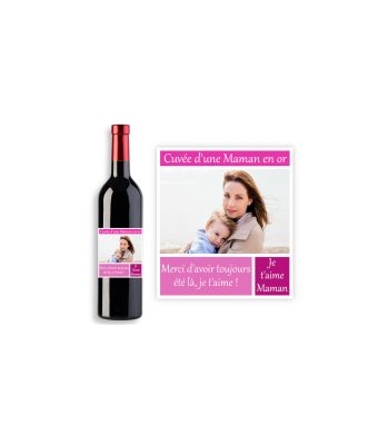 Étiquette pour bouteille de vin maman personnalisable avec photo