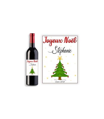 Étiquette bouteille de vin personnalisable avec prénom pour Noël