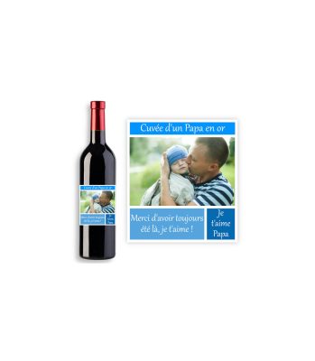 Étiquette pour bouteille de vin papa personnalisable avec photo