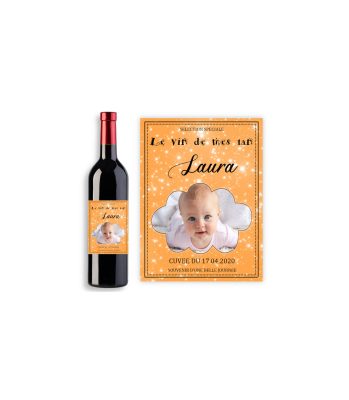 Étiquette bouteille de vin personnalisable avec photo pour anniversaire enfant