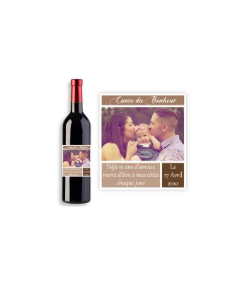 Étiquette bouteille de vin personnalisable avec photo - Modèle amour