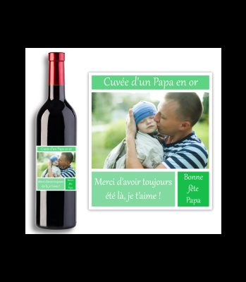 Étiquette bouteille de vin fête des pères personnalisable avec photo