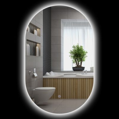 kleankin Miroir ovale mural lumineux LED salle de bain 81 x 51 cm 3 couleurs luminosité réglable interrupteur tactile transparent