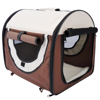 PawHut Sac de transport caisse pliable pour animaux adaptée à la voiture grand confort respirant avec coussin amovible 46 x 36 x 41 cm