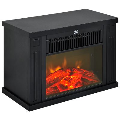 HOMCOM Cheminée insert cheminée électrique à Effet de Flamme poêle Style Contemporain Thermostat 600-1200 W Noir   Aosom France