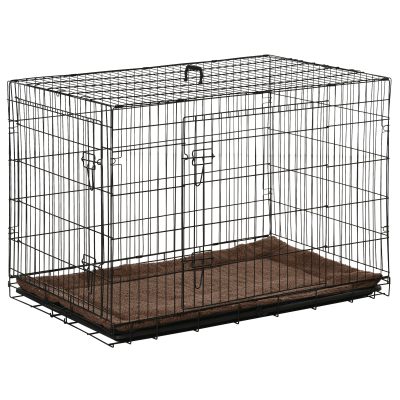 PawHut Cage pour chien caisse de transport pliante en métal noir 107 x 68 x 75.5 cm matelas fourni  Aosom France