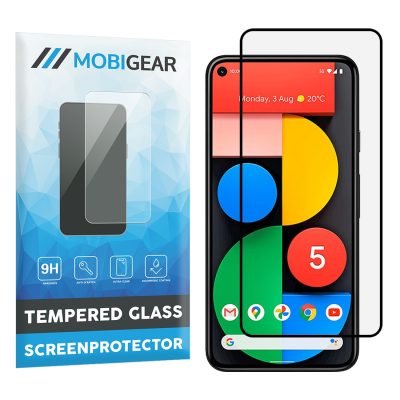 Mobigear Premium - Google Pixel 5 Verre trempé Protection d'écran - Compatible Coque - Noir