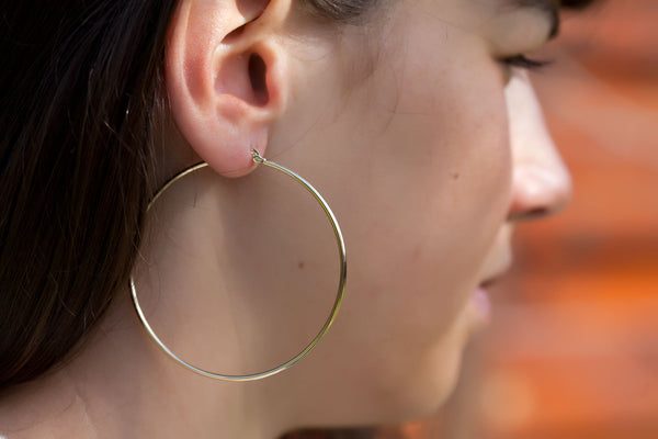 Grandes boucles d'oreilles créoles 6cm plaqué or - Pour Femme - Bijoux Elise et moi