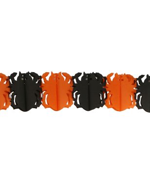 Guirlande en papier araignées oranges et noires Halloween 3m
