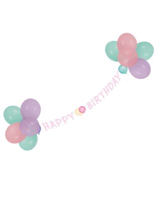 Guirlande avec ballons Happy Birthday pastel 1