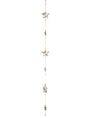 Guirlande en bois étoiles fourrure 150 cm