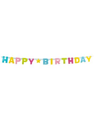 Guirlande lettres Happy Birthday en carton 150 cm