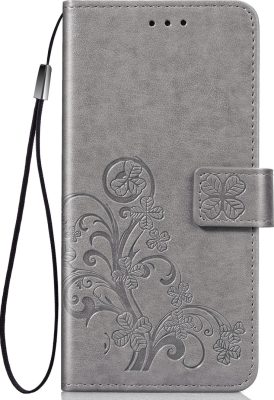 Mobigear Clover - Coque Huawei Y6 (2019) Etui Portefeuille - Gris