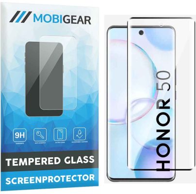 Mobigear Premium - HONOR 50 Verre trempé Protection d'écran - Compatible Coque - Noir