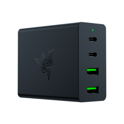 Razer USB-C 130W GaN Charger - Featuring two USB-C and two USB-A ports - Compact power - Compact form factor - Charge up to 4 devices