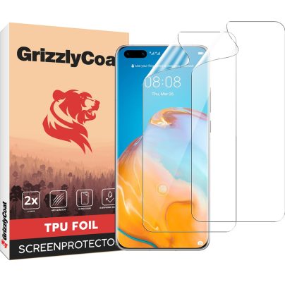 GrizzlyCoat - Huawei P40 Pro Plus TPU Protection d'écran - Compatible Coque + Cadre d'installation (Lot de 2)