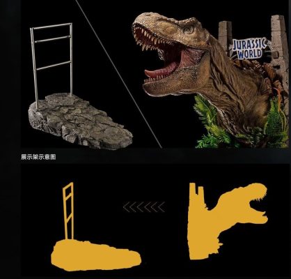 infinity studio Jurassic World Dominion: Tyrannosaurus Rex Wall Mounted Bust and Display Stand Set
