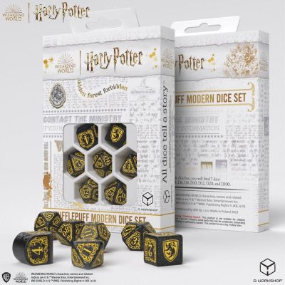Q Workshop Harry Potter Dice Set Hufflepuff Modern Dice Set - Black (7)