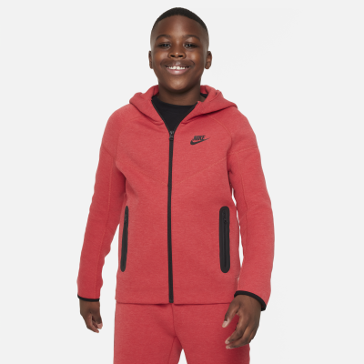 Sweat à capuche et à zip Nike Sportswear Tech Fleece pour Garçon plus âgé (taille élargie) - Rouge