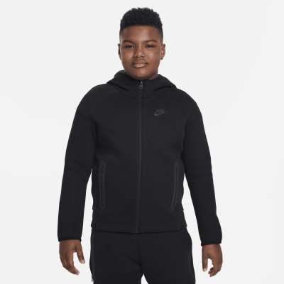 Sweat à capuche et à zip Nike Sportswear Tech Fleece pour Garçon plus âgé (taille élargie) - Noir