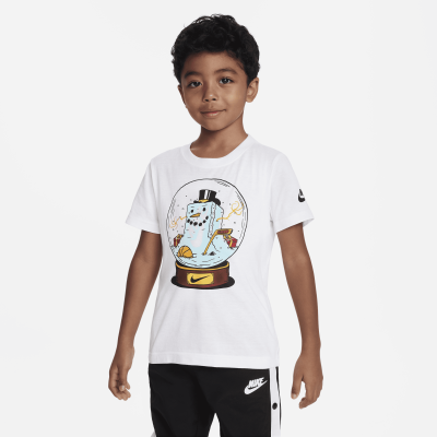 T-shirt Nike Snow Globe Boxy Snowman pour enfant - Blanc