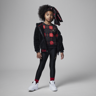 Ensemble avec legging brillant à motif écossais Jordan Flight pour jeune enfant - Noir