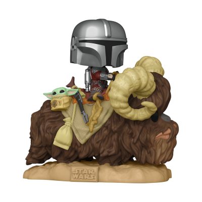 FUNKO Pop! Deluxe: Star Wars The Mandalorian - The Mandalorian on Bantha with Child in Bag