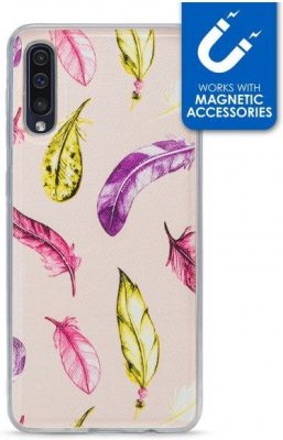 My Style Magneta - Coque Samsung Galaxy A50 Coque arrière en TPU Souple - Beige Feathers
