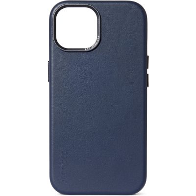 Decoded - Coque Apple iPhone 15 Coque arrière en Cuir Véritable Compatible MagSafe - Bleu