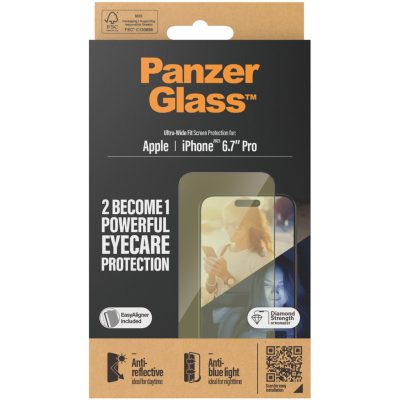 PanzerGlass Ultra-Wide Fit - Apple iPhone 15 Pro Max Verre trempé Protection d'écran Anti-Glare - Compatible Coque + Cadre d'installation