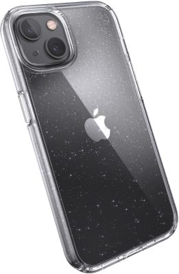 Speck Presidio Perfect Clear Glitter - Coque Apple iPhone 13 Coque Arrière Rigide Antichoc - Transparent / Or