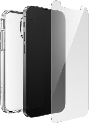 Speck Presidio Gemshell Clear + Shieldview - Coque Apple iPhone 13 Coque Arrière Rigide Antichoc - Transparent