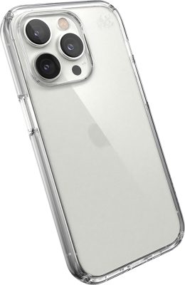 Speck Presidio Perfect Clear - Coque Apple iPhone 14 Pro Coque Arrière Rigide Antichoc - Transparent